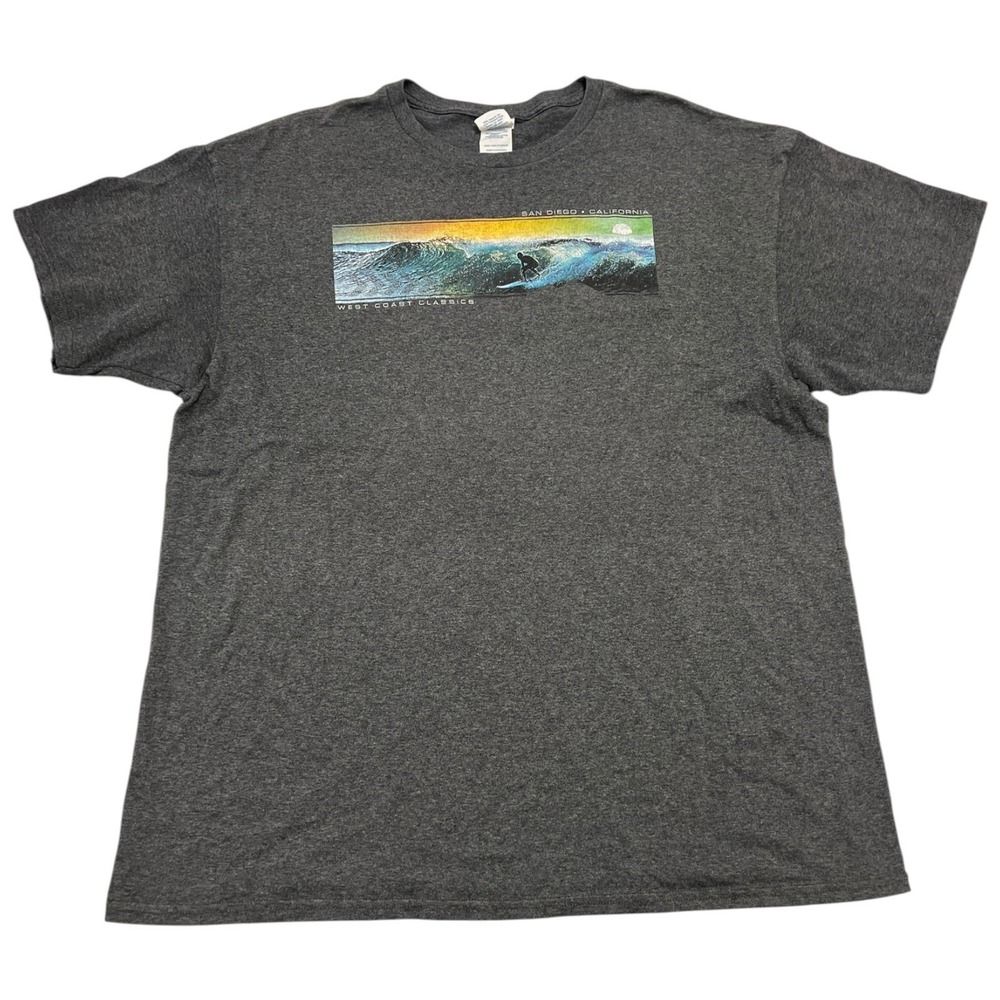 West Coast Classics San Diego T Shirt XL Gray Waves Surfer Sunset Graphic Design